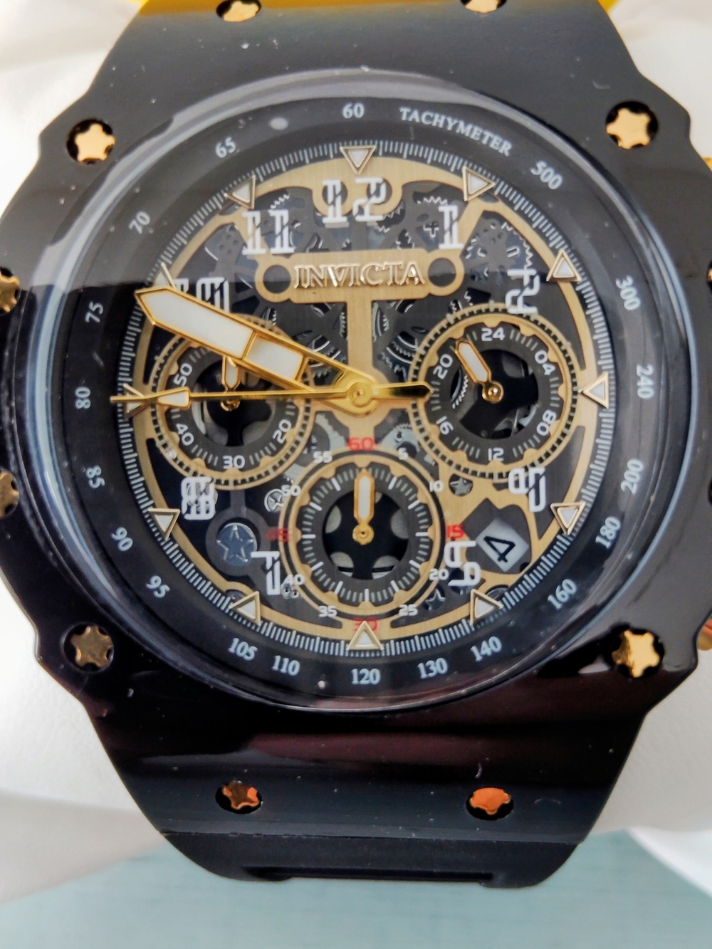 Invicta Racing Vaulthan Men's Black and Gold Chronograph Watch 44mm - Picture 2 of 8